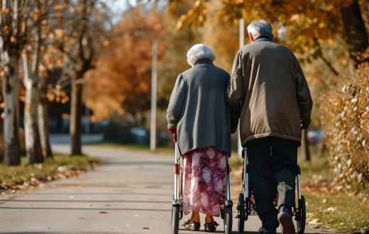 Dues persones grans passejant