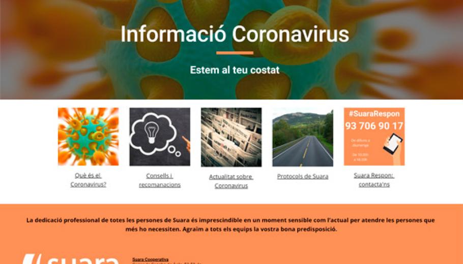 Pantalla de la web especial de Suara amb informació sobre Coronavirus