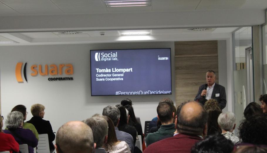 Tomàs Llompart, codirector general de Suara, a la inauguració del Social Digital Lab