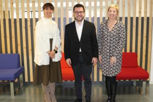 Laura Peracaula i Àngels Cobo amb Pere Aragonès
