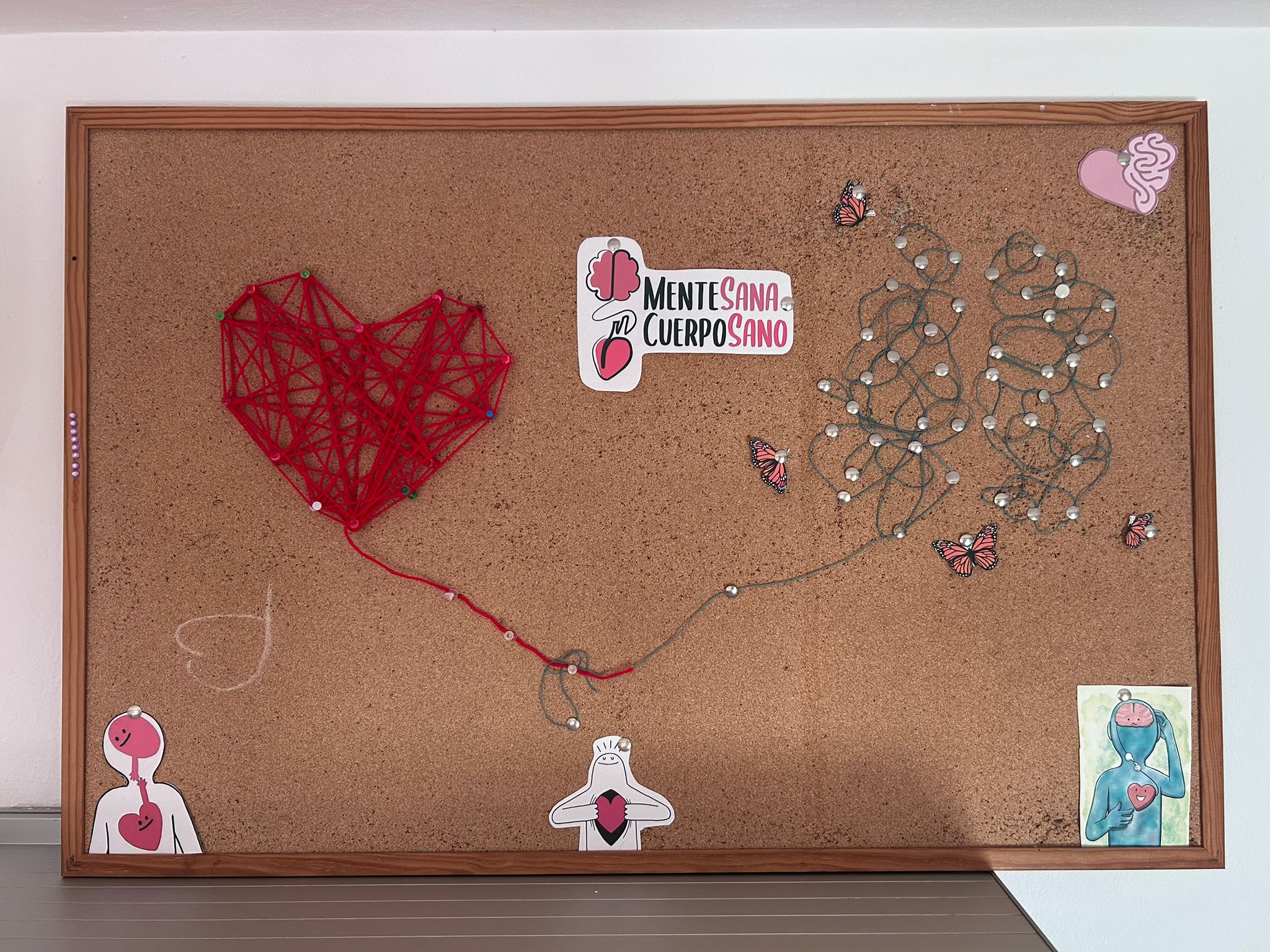 collage amb fils cor i cervell