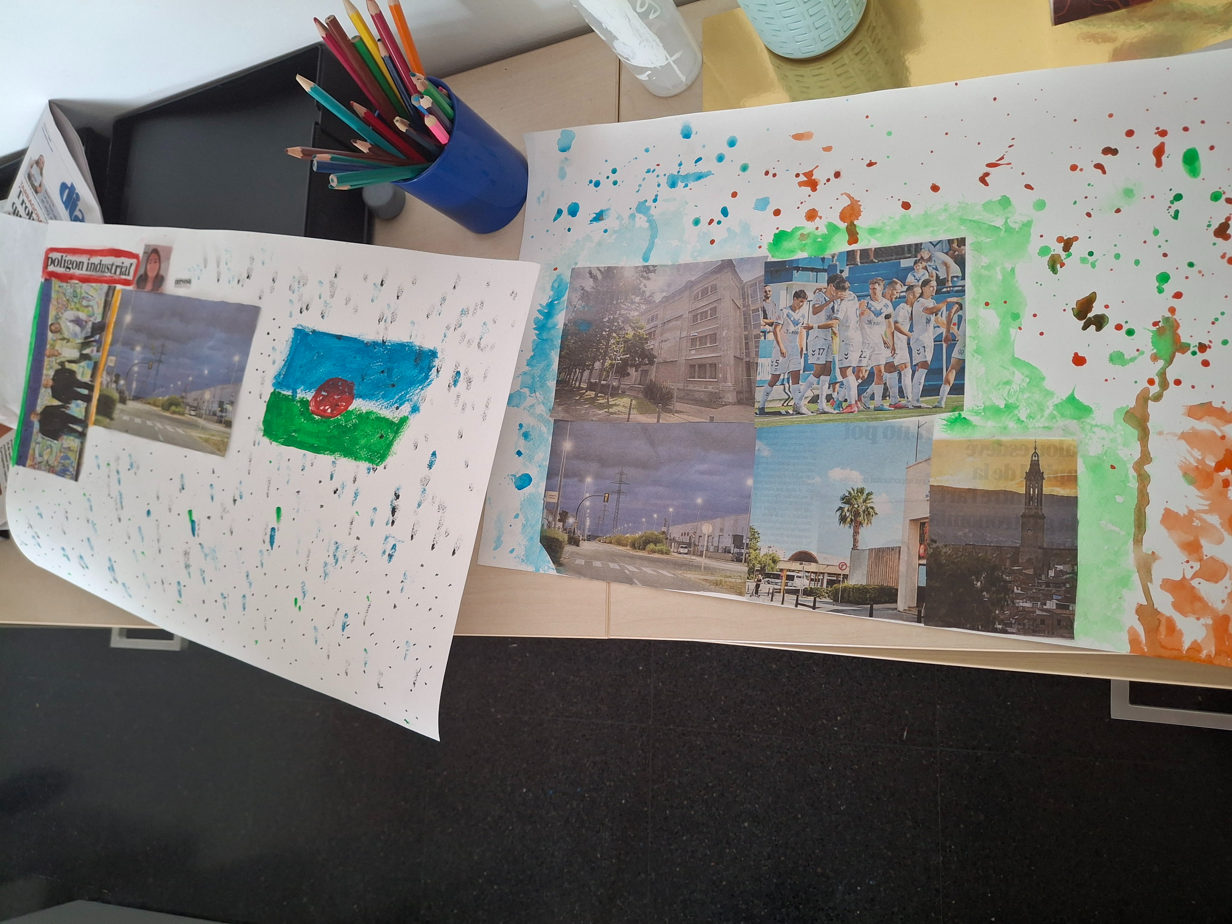 mural collage de fotos i textos